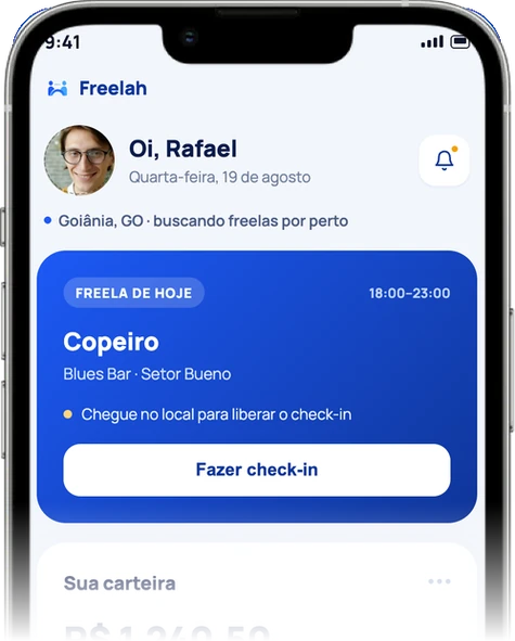 Aplicativo Freelah: freela de hoje e check-in